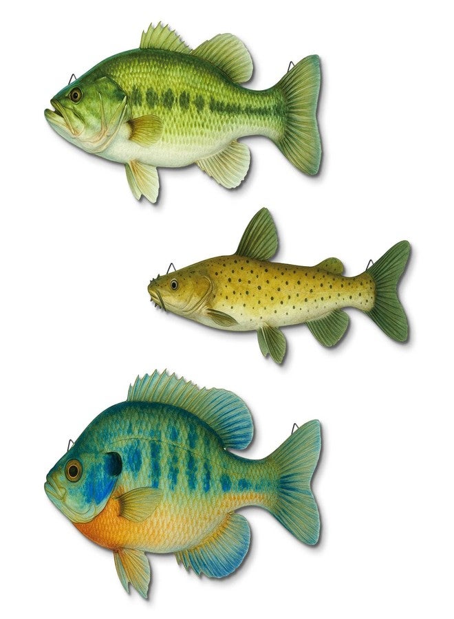 Putuo Decor 3 Pieces Wooden Beach Wall Decor Nautical Fish Wall Art Coastal Home Design for Lake House Bathroom Fishing Lodge - Image 1